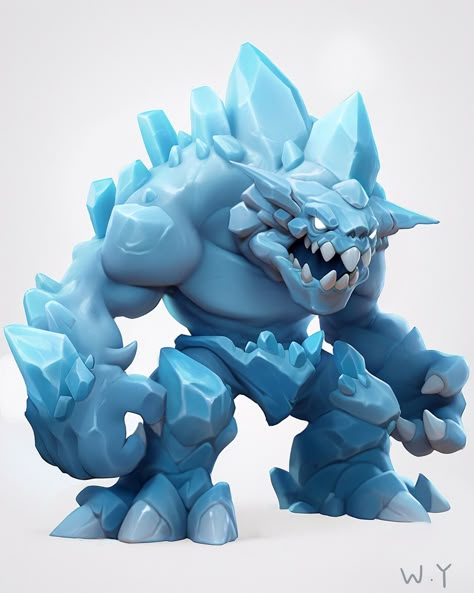 Ice Golem, Bike Illustration, Magic Bottles, Cartoon Monsters, Marvel Comics Wallpaper, Game Concept Art, Game Concept, Game Character Design, Creature Concept