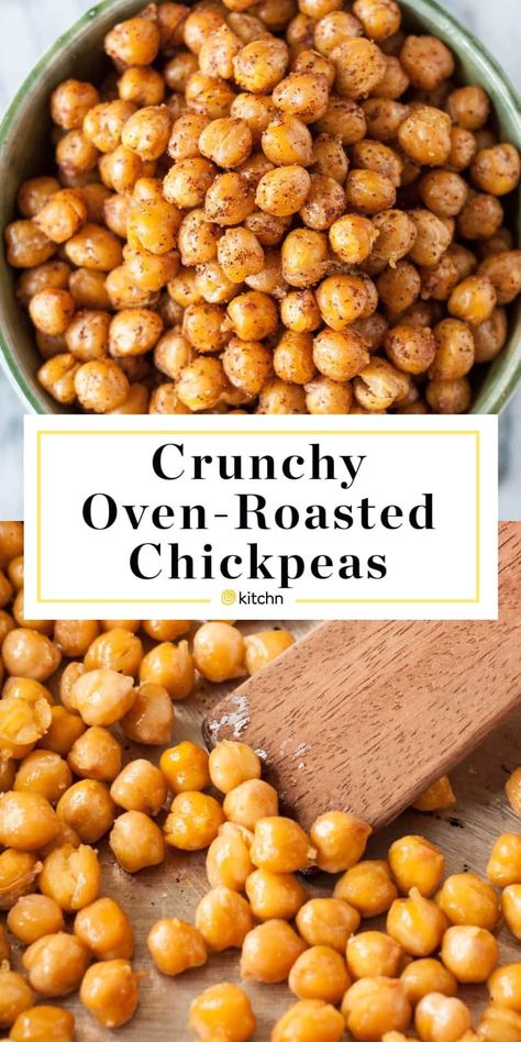 Crispy Oven Roasted Chickpeas Recipe Those cans of chickpeas sitting in your cupboard have been hiding an amazing secret. Roasted in the oven, chickpeas transform into a crispy, salty, healthy DIY savory snack. Here is our step-by-step recipe for roasting healthy protein rich and gluten free chickpeas in the oven. Oven Chickpeas, Crispy Roasted Chickpeas, Chickpea Recipes Easy, Oven Roasted Chickpeas, Low Carb Holiday Recipes, Chickpea Recipes Roasted, Chickpeas Recipe, Chickpea Recipes, Roasted Chickpeas