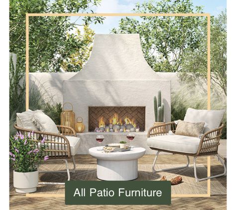 Outdoor Fireplace Designs, Outdoor Fireplace Patio, Backyard Fireplace, Outdoor Fireplaces, Coffee Table White, Patio Spaces, Patio Stones, Cozy Decor, Club Chair