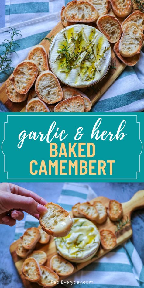 Wonder how to serve Camembert cheese? The easiest way is to make Camembert baked in the box! I'm sharing a foolproof 20-minute Camembert appetizer recipe today. This delicious, gooey baked Camembert appetizer dip is impressive enough to serve to guests while being deceptively easy to make. Click or visit FabEveryday.com for the recipe and cooking tips and suggestions for what to serve with baked Camembert. Camembert Baked, Boxing Day Buffet, Camembert Recipe, Baked Camembert Recipe, Camembert Recipes, Healthy Starters, Cheese Recipes Appetizers, Party Food Bar, Baked Camembert