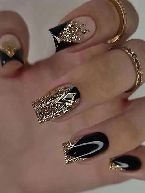 2337. Express your unique style with our trendy nail accessories! Click the link for more. #nail #nailtrend #nailaccessories Fancy Nails Designs, Valentine Nails, Gold Nail, Colorful Nails, French Nail, Nail Forms, Nail Length, Nails Black, Stick On Nails