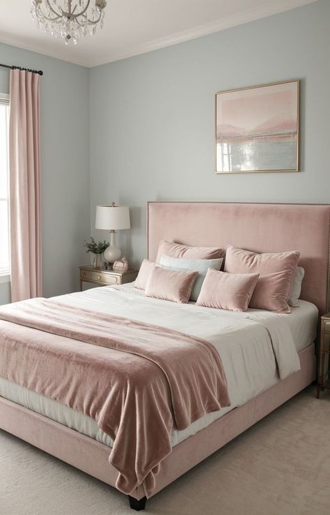 Soft Pink Bedroom, Pink Bedroom Accessories, Dusty Pink Bedroom, Blush Pink Bedroom, Pink Bedroom Walls, Pastel Bedroom, Bedroom Wall Colors, Gorgeous Bedrooms, Pink Bedrooms