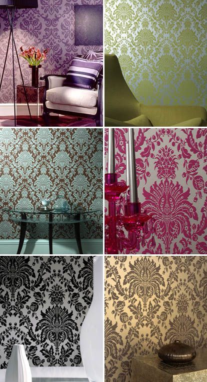 Damask Decor for Weddings Damask Decor, How To Hang, Damask Wallpaper, Design Del Prodotto, Stencils Wall, Damask Pattern, My Dream Home, Damask, Wall Design