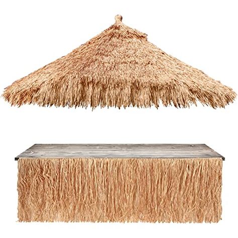 Night In Paradise, Tropical Beach Party, Straw Roof, Wedding Bar Decor, Raffia Palm, Luau Party Decorations, Table Skirts, Hawaiian Party Decorations, Boho Bathroom Decor