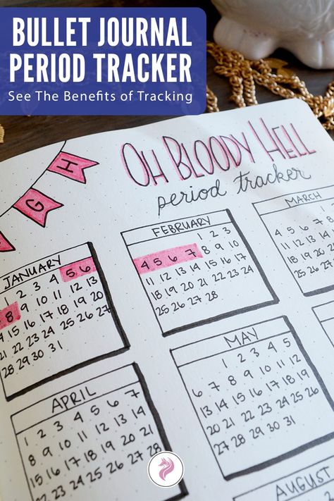 Dot Journal Period Tracker, Monthly Period Tracker Bullet Journal, Diy Period Tracker, Diet Tracker Bullet Journal, Bujo Period Tracker Ideas, Year Long Bullet Journal Pages, Dotted Journal Ideas For Beginners, Period Tracker Ideas, Yearly Tracker Bullet Journal