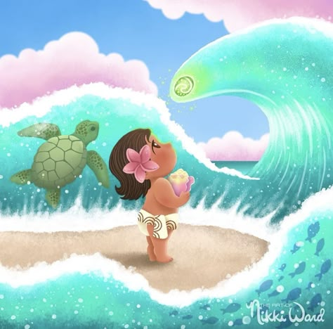 Cute Disney Drawing, Laundry Room Mural, Moana Characters, Disney World Scrapbook, Moana Art, Disney Moana Art, Moana Theme Birthday, Baby Birthday Party Theme, Moana Maui