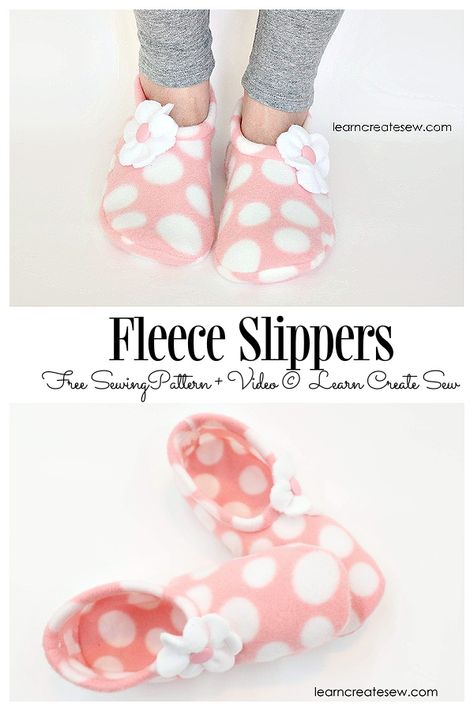 DIY Simple Fleece Slippers Free Sewing Pattern + Video | Fabric Art DIY Sewing Projects With Fleece, Free Slipper Patterns Sewing, Massage Party, Simple Slippers, Sweater Crafts, Sewing Slippers, Fleece Sewing Projects, Fabric Art Diy, Charity Ideas