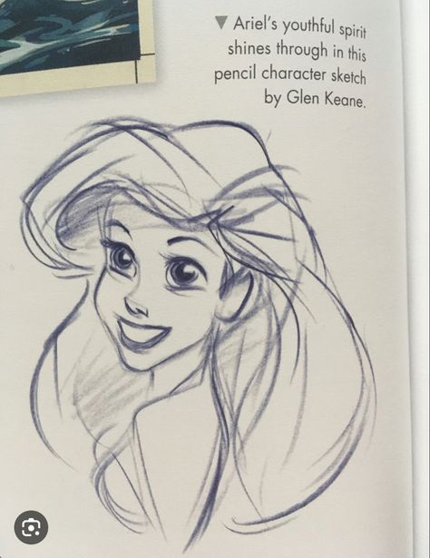 2d Sketch, Ariel Drawing, Mermaid Sketch, Disney Art Style, Glen Keane, Easy Girl, Disney Character Drawings, Mermaid Drawings, Character Drawings