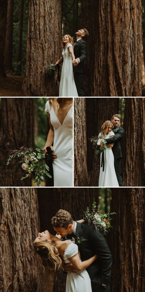 Wood Wedding Pictures, Wedding Dress For Woodsy Wedding, Couple Only Wedding, Woodsy Elopement Wedding, Black Tie Elopement, Woods Wedding Photoshoot, Wood Wedding Photos, Casual Forest Wedding, Woods Wedding Pictures