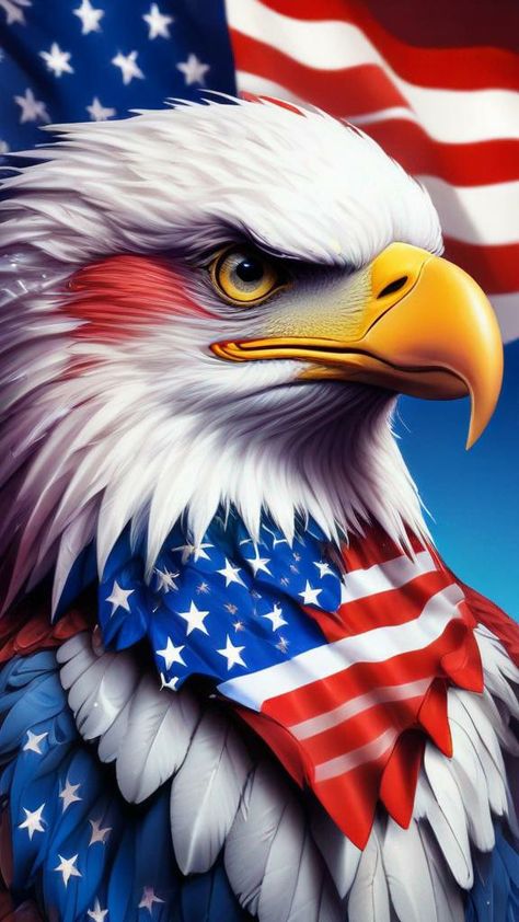 Bald Eagle Wallpaper Iphone, Eagle Images Hd, American Eagle Art, Patriotic Photos, Bald Eagle Art, Colorful Animal Paintings, Native American Prayers, American Patriotism, 4th Of July Photos