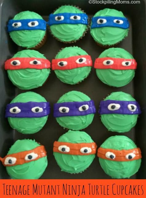 Ninja Turtles Cupcakes, Turtles Cupcakes, Teenage Mutant Ninja Turtle Party, Ninja Turtle Birthday Party, Turtle Birthday Party, Mutant Ninja Turtles Party, Turtle Birthday Parties, Ninja Turtles Party, Tmnt Birthday