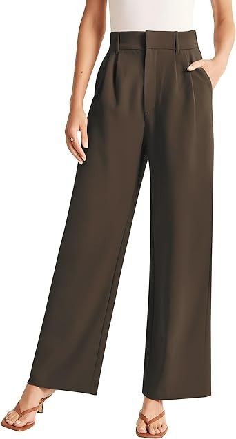 Sarin Mathews High Waisted Wide Leg Pants for Women Business Casual Dress Pant Palazzo Long Work Trousers with Pockets Chocolate S at Amazon Women’s Clothing store Women Business Casual, Business Casual Dress, High Waisted Wide Leg Pants, Casual Dress Pants, French Dress, Womens Business Casual, Business Casual Dresses, Work Trousers, Women Business