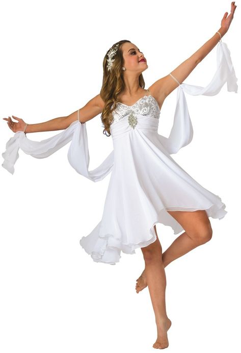 Costume Gallery: Ballet Contemporary Costume Details White Dance Dress Contemporary, Dove Costume, Angle Dress, Contemporary Dancing, Color Guard Costumes, Dance Costumes Ideas, Modern Dancing, Lyrical Dance Costumes, Silhouette Mode