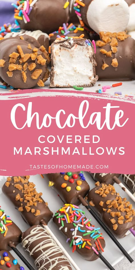 Marshmallow Stir Sticks, Birthday Marshmallow Pops, Chocolate Marshmallows On A Stick, Treats On A Stick Ideas, How To Make Chocolate Covered Marshmallows, Fall Marshmallow Treats, Chocolate Dipped Marshmallows Christmas, White Chocolate Dipped Marshmallows, Choc Covered Marshmallows