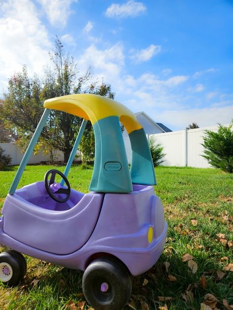 Here Come the Grannies Cozy Coupe Bluey Playroom, Cozy Coupe Makeover Vw Bus, Cozy Coupe Police Car Makeover, Painted Cozy Coupe, Painting Cozy Coupe Cars, Little Tykes Car Makeover Cozy Coupe, Bluey Crafts, Light Purple Paint, Cozy Coupe Makeover