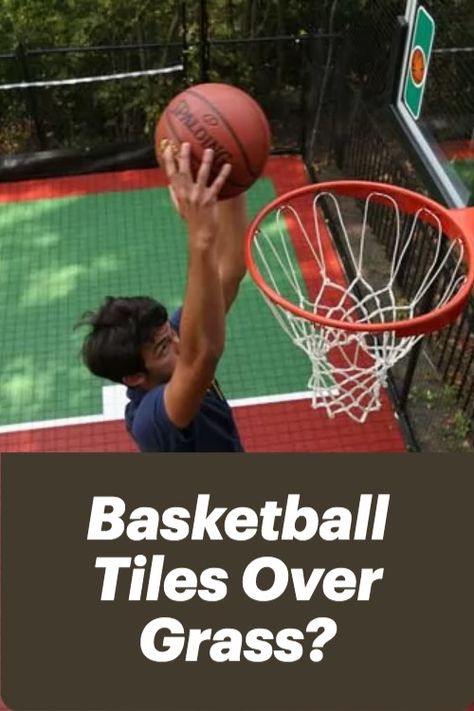 man shooting basketball in outdoor court Basketball Court Backyard Diy, Small Backyard Basketball Court Ideas, Diy Basketball Court Backyard Cheap, Diy Basketball Court, Basketball Court Ideas, Bunkie Ideas, Tiles For Outdoor, Backyard Basketball Court, Grass Backyard