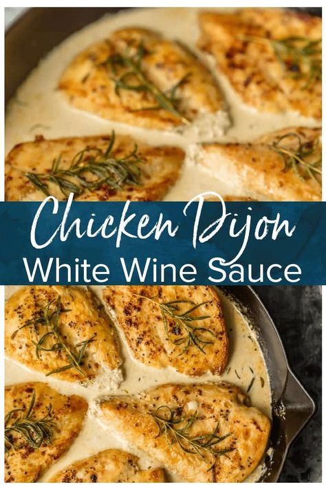 White Wine Recipes Cooking, Chicken In Wine Sauce, Chicken Dijon, Chicken White Wine Sauce, White Wine Sauce Recipes, White Wine Recipes, White Wine Chicken, Wine Chicken, Fit Meals