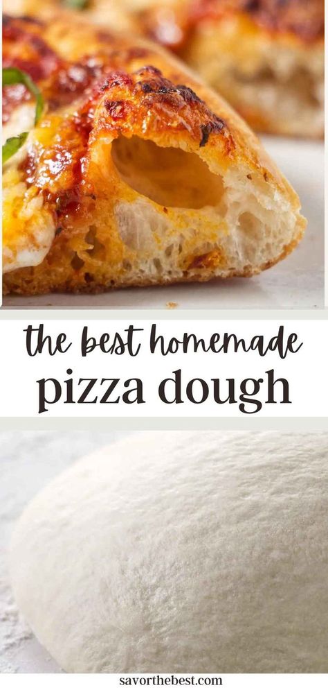 Two photos of homemade pizza dough. 12 Inch Pizza Dough Recipe, Pizza Flour Dough, Personal Pizza Dough Recipe, Pizza Dough With Egg, Homemade Pizza Dough Crispy, The Best Pizza Crust Recipe, Homemade Pizza Goat Cheese, Fast Rising Pizza Dough, Homemade Calzone Dough