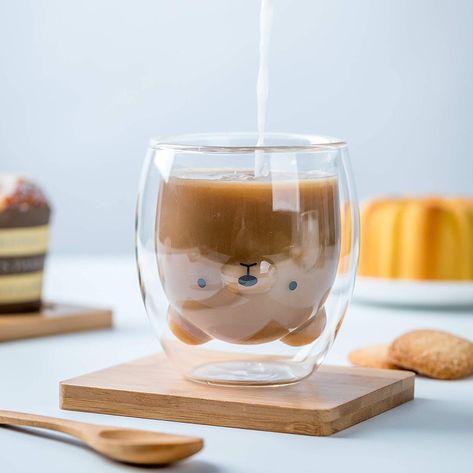 Product Of The Week: A Cute Double Walled Bear Glass Double Wall Glass Cup, Unique Wine Glasses, Bear Cup, Cocktail Cup, Cute Coffee Cups, Cup Collection, Double Wall Glass, Animal Mugs, Glass Coffee Mugs