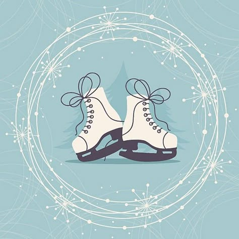 Skating Illustration, Ice Skate Drawing, Figure Skating Art, I Have An Idea, Happy In Love, Hand Drawn Cards, Sport Quotes Motivational, Christmas Vector, Quote Happy