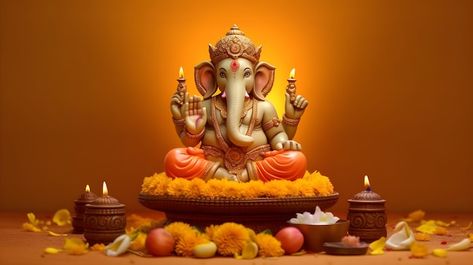 A statue of a god with the number 3 on i... | Premium Photo #Freepik #photo #ganpati #lord-ganesha #ganesh-ji #ganesha-chaturthi Ganesh Wallpaper Laptop Hd, Ganpati Wallpapers Hd Wallpaper For Pc, Ganesha Wallpapers Hd Wallpaper Laptop, Ganpati Bappa Wallpapers For Pc, Ganesh Wallpaper For Pc, Lord Ganesha Hd Wallpaper For Desktop, Ganesha Wallpaper For Laptop, Ganpati Wallpaper For Laptop, Ganesh Wallpaper For Laptop High Quality