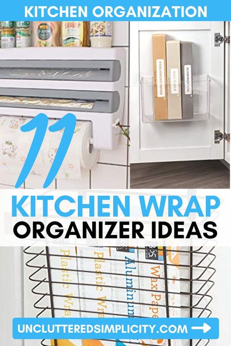 Looking for ways to organize your kitchen more efficiently? Let these kitchen wrap organizer ideas inspire you! Diy Kitchen Wrap Organizer, Aluminum Foil Organization, Pantry Door Organizer Ideas, Foil Storage In Pantry, Foil Organizer Kitchen Storage, Organizing Foil And Plastic Wrap, Dollar Store Pantry Organization, Store Pantry Organization, Pantry Door Organization