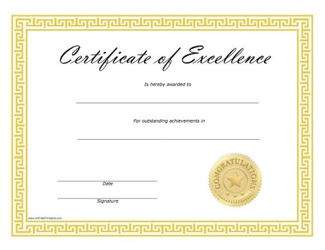 Free Printable Certificate Templates, School Certificate, Blank Certificate Template, Certificate Of Excellence, Free Printable Certificates, Certificate Of Completion Template, Certificate Of Achievement Template, Blank Certificate, Free Certificate Templates