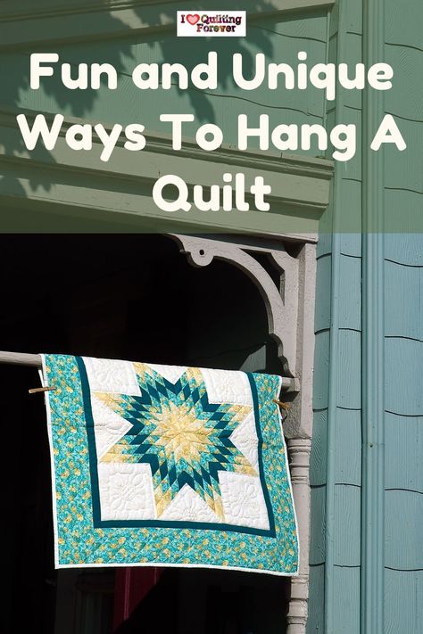 19 Fun and Unique Ways To Hang A Quilt Diy Quilt Display Ideas, How To Make A Wall Hanging Out Of Fabric, Hang Quilt On Wall Ideas, Hanging A Wall Quilt, Ways To Hang Quilts On The Wall, Ways To Hang A Quilt On The Wall, Quilts On Walls, How To Hang A Wall Quilt, Displaying Quilts On Wall