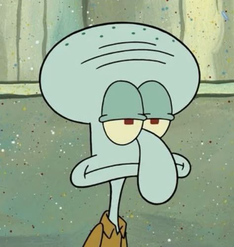 Tired Face Cartoon, Squidward Pfp, Squidward Tattoo, Squidward Face, Spongebob Tattoo, Spongebob Squidward, Cat Eye Reading Glasses, Spongebob Drawings, Eye Reading