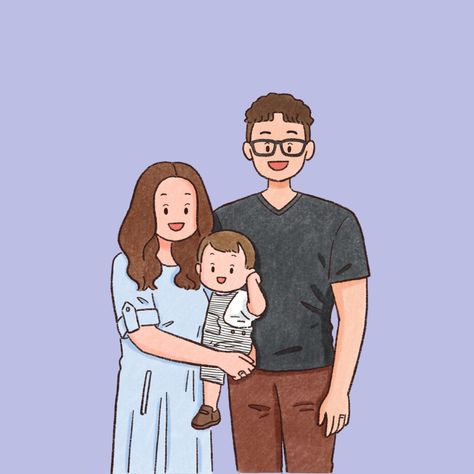 Doodle Family, Portrait Doodle, Three Characters, Family Drawing, Family Cartoon, Home Decor Wedding, Family Illustration, Minimalist Home Decor, Custom Portrait