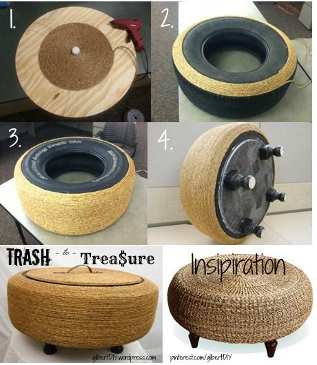 Kursi Ban, Tire Ottoman, Tire Table, Tire Seats, Tire Craft, Tire Furniture, Diy Outdoor Seating, Tire Art, Diy Ottoman