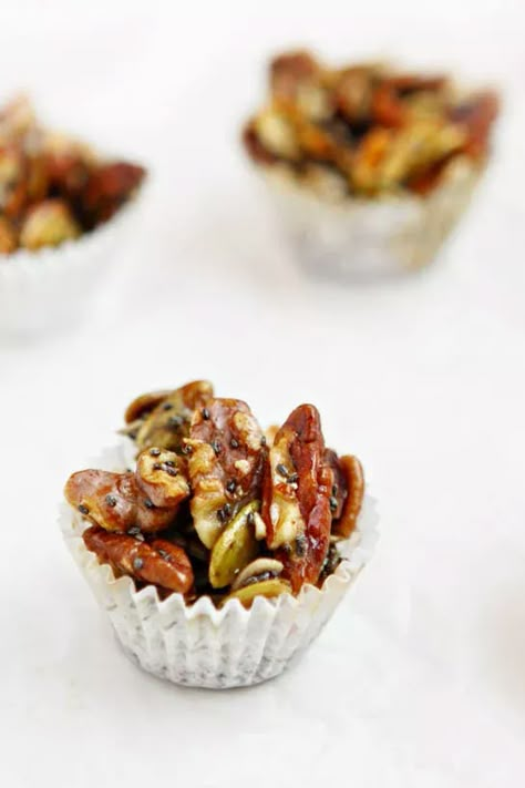 Salted Vanilla Maple Nut and Seed Clusters | Good Life Eats Honey Nut Clusters, Keto Nut And Seed Clusters, Nut Clusters Healthy, Seed And Nut Brittle, Nut And Seed Clusters, Healthy Nuts Snacks, Keto Nut Clusters, Nut Gift Ideas, Nut Appetizers