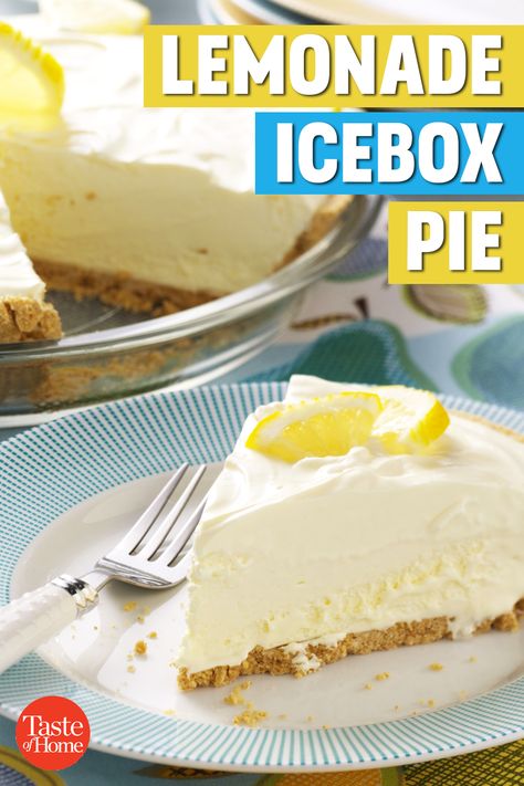 Lemon Box Pie, Lemon Icebox Dessert, No Bake Lemonade Pie, Icebox Pie Recipes, Lemonaid Pie, Lemonade Pies, Lemonade Pie No Bake, Ice Box Lemon Pie, Lime Icebox Pie