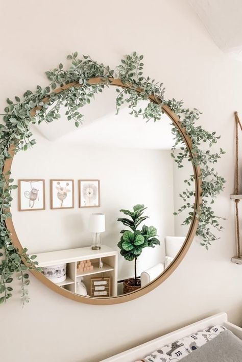 Safari Nursery Mirror, Greenery Nursery Neutral, Tropical Rainforest Nursery, Girl Nursery Mirror, Baby Girl Jungle Nursery, Mirror For Nursery, Safari Nursery Room, Mirror Nursery