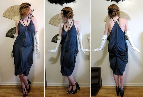 Picture of Turn 3 Silk Scarves and 3 Seams into a 1920s Style Handkerchief Dress Easy 1920s Costume, 1920 Diy Costume, Diy Flapper Costume Easy, Diy 1920s Dress, 1920s Diy Costume, Flapper Dress Diy, Diy 20s Costume, Diy 1920s Costume, Diy Flapper Costume