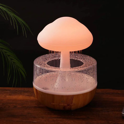 diffuser has 7 changing colors night lights. Set the light color, brightness and water flow speed according to your preferences, creating a relaxing atmosphere exclusive to you. Deep lost in a considerable atmosphere of the sound of raindrops at night, fall asleep at ease. This snuggling cloud humidifier runs smoothly and has no motor noise. You can enjoy the calming sound of raindrops without any disturbance. Perfect for use in the bedroom, nursery or meditation room.