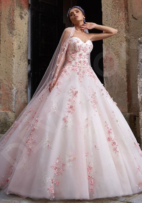 Light Pink Floral Wedding, Pink Floral Wedding Dress, Cherry Blossom Wedding Dress, Light Pink Wedding Dress, Cherry Blossom Wedding Theme, Sakura Wedding, Bride Elegant, Cherry Blossom Dress, Light Pink Wedding