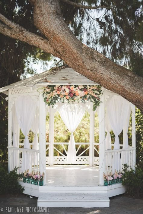 Wedding Gazebo Flowers, Gazebo Flowers, Green Gables Wedding Estate, Gazebo Wedding Decorations, Gazebo Decor, White Gazebo, Gazebo Decorations, Wedding Gazebo, San Diego Wedding Venues