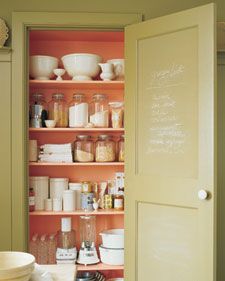 chalkboard walls: love them or over them Colored Chalkboard Paint, Martha Stewart Organizing, Coral Paint Colors, Papan Tulis Kapur, Diy Chalkboard Paint, Paint Stirrers, Martha Stewart Crafts, Diy Chalkboard, Kitchen Hacks Organization