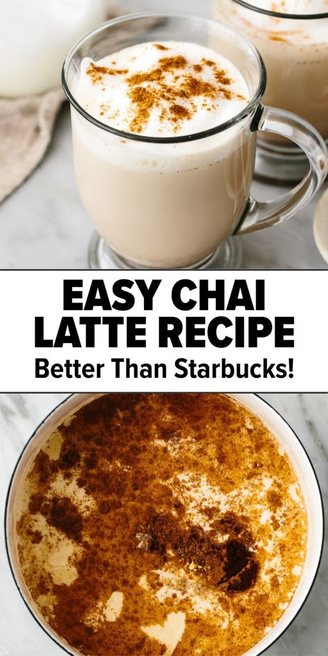 Easy chai latte recipe Black Chai Tea Recipes, Chi Tea Recipe Homemade, Decaf Chai Tea Latte Recipe, Vanilla Chia Tea Latte Recipe, Chai Spiced Coconut Milk, Easy Chai Tea Recipe, Chai Tea Without Black Tea, Hot Breakfast Drinks, Sugar Free Tea Recipes