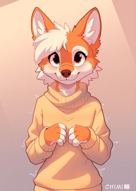 #261508 - safe, artist:azoomer, canine, fox, mammal, anthro, clothes, cream body, cream fur, cute, digital art, ears, female, fur, looking at you, orange body, orange fur, solo, solo female, sweater, topwear - Furbooru Fox Anthro, Cute Digital Art, Pine Marten, Stick Figure Animation, Canine Art, Cream Body, Fox Art, Norse Mythology, Red Fox