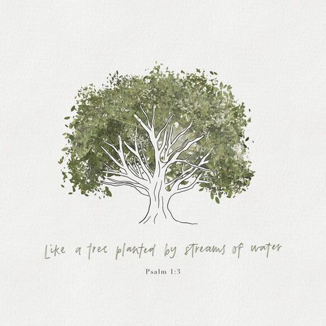 Rooted Scripture, Minimalist Christian Art, Psalm 1 3, Christian Symbolism, Streams Of Water, Album Designs, Psalm 1, Bible Illustrations, Ayat Alkitab