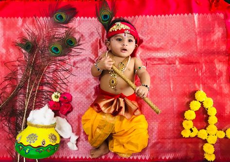 Sri Krishna Janmashtami Baby Photoshoot, Janamastmi Baby Photoshoot Ideas, Krishna Janmashtami Baby Photo Shoot, Janmastami Theme Baby Photos, Baby Boy Krishna Photoshoot, Krishna Ashtami Baby Photoshoot, Gokulashtami Baby Photoshoot, Krishnashtami Baby Photoshoot, Krishna Jayanthi Baby Photoshoot