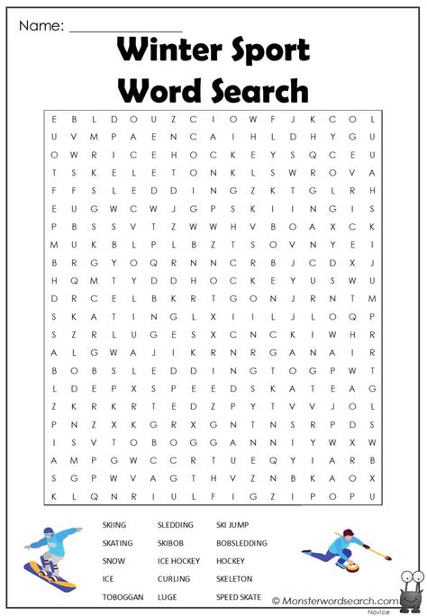 awesome Winter Sport Word Search Sports Word Search, Sports Crossword, Winter Word Search, Free Printable Word Searches, Printable Sports, Word Search Printables, Winter Words, Teaching Supplies, Word Search Puzzles