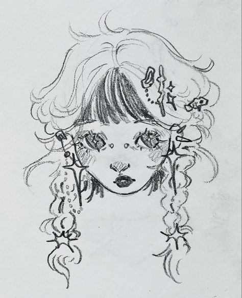 Sketchbook Art Inspiration Hair, Head Pose Reference Drawing, Goth Drawing Reference, Whimsigoth Illustration, Drawing Ideas Faces Sketches, Aesthetic Hair Drawing, Pfp Drawing Ideas, Doodle Art Face, Face Drawing Reference Sketches