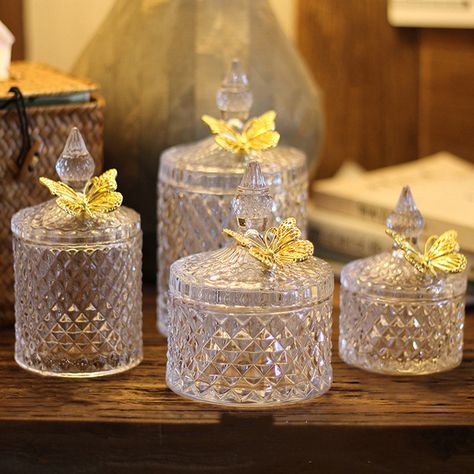 Crystal Jar Candle, Small Candle Jars, Fancy Candles, Clear Candles, Aesthetic Gifts, Herbal Skin Care, Jars With Lids, Embossed Printing, Glass Storage Jars