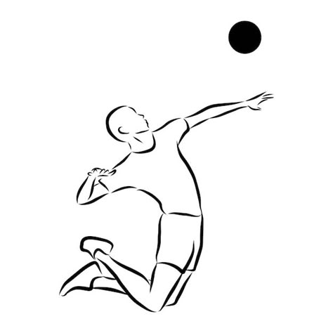 Sports Poses Drawing, Volleyball Base Drawing, Tennis Drawing Easy, Volleyball Art Draw, Volleyball Drawing Easy, Volleyball Ball Drawing, Volleyball Drawing Poses, Sport Art Drawing, Volleyball Doodles