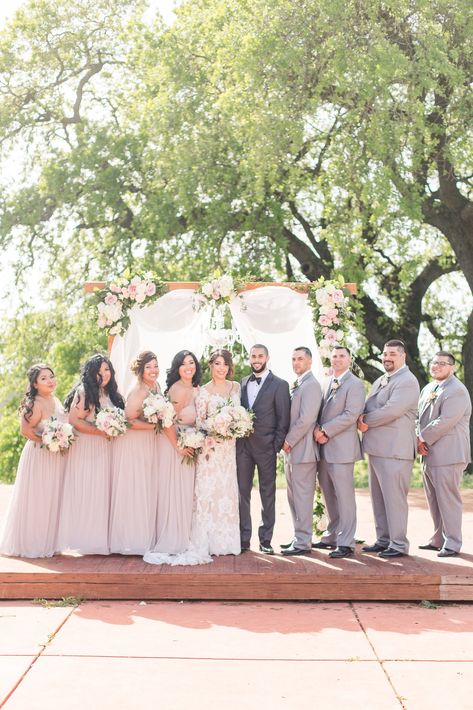 Gray Bridal Party, Blush And Gray Wedding, Wedding Colors Coral, Blush And Grey Wedding, Pink Blush Wedding, Greenery Wedding Centerpieces, Blush Wedding Colors, Romantic Ceremony, Weddings Elegant