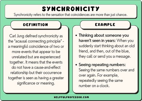 Synchronicity refers to the sensation that coincidences are more than just chance. Carl Jung defined synchronicity as the “acausal connecting principle” - a meaningful coincidence of two or more events that appear to be unrelated Personal Mission Statement Examples, Hypothesis Examples, Mission Statement Examples, Null Hypothesis, Motivation Theory, Kinesthetic Learning, Psychology 101, Personal Mission Statement, Confirmation Bias