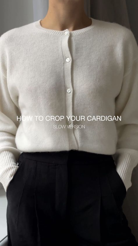 Stine Eleonora Honoré | a slow version on how to crop your cardigan | Instagram 2023 Cardigan, Fashion Over 70, Cardigan Crop, Button Cardigan, Clothing Hacks, Instagram A, Instagram Photos, Photo And Video, Instagram Photo